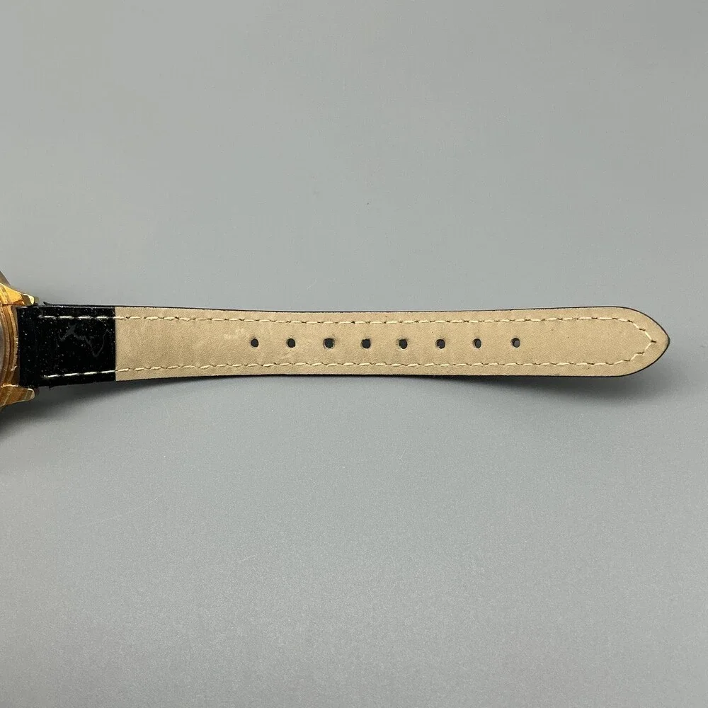 Betsey Johnson Womens Watch 39mm Black Bee Dial Gold Tone Leather New Battery